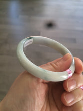 Load image into Gallery viewer, 52.2mm Certified Type A 100% Natural green/white Jadeite Jade oval bangle R69-0730
