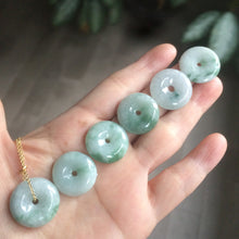 Load image into Gallery viewer, 19-22mm Type A 100% Natural green/white (green floating flower) Jadeite Jade Safety Guardian Button donut Pendant group AC23
