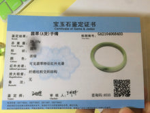 Load image into Gallery viewer, 52.5mm Certified Type A 100% Natural green/white Jadeite Jade oval bangle KS63-8403
