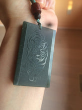 Load image into Gallery viewer, 100% natural dark green/black nephrite Hetian jade (青玉) tiger safe and sound pendant J120
