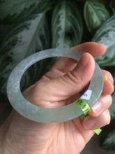 Load image into Gallery viewer, 57.5mm Certified Type A 100% Natural icy green/white super thin style Jadeite bangle AE10-0423
