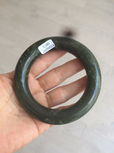 Load image into Gallery viewer, 59.5mm certified 100% Natural dark green/gray/black chubby round cut nephrite Hetian Jade bangle HE55-0875
