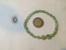 Load image into Gallery viewer, 100% natural green/white Icy watery type A jadeite jade olive+ancient Chinese coin/four-leaf clover bead bracelet  AS32
