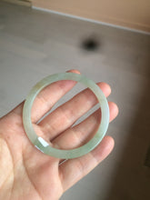 Load image into Gallery viewer, 52mm type A 100% Natural icy watery light green/yellow thin flat style Jadeite Jade bangle U121-0758
