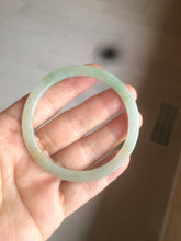 Load image into Gallery viewer, 52mm type A 100% Natural icy watery light green/yellow thin flat style Jadeite Jade bangle U121-0758
