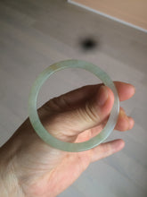 Load image into Gallery viewer, 52mm type A 100% Natural icy watery light green/yellow thin flat style Jadeite Jade bangle U121-0758
