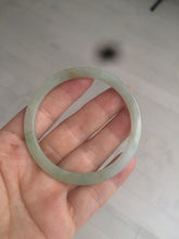 Load image into Gallery viewer, 52mm type A 100% Natural icy watery light green/yellow thin flat style Jadeite Jade bangle U121-0758
