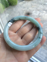 Load image into Gallery viewer, 56.7mm certified type A 100% Natural light/dark green round cut Jadeite Jade bangle Q57-3070
