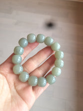 Load image into Gallery viewer, 14x13mm 100% Natural light green/gray vintage style nephrite Hetian Jade bead bracelet HF28
