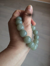 Load image into Gallery viewer, 14x13mm 100% Natural light green/gray vintage style nephrite Hetian Jade bead bracelet HF28
