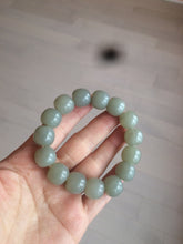 Load image into Gallery viewer, 14x13mm 100% Natural light green/gray vintage style nephrite Hetian Jade bead bracelet HF28
