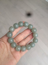 Load image into Gallery viewer, 14x13mm 100% Natural light green/gray vintage style nephrite Hetian Jade bead bracelet HF28
