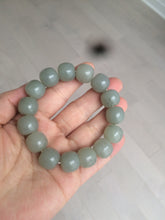 Load image into Gallery viewer, 14x13mm 100% Natural light green/gray vintage style nephrite Hetian Jade bead bracelet HF28
