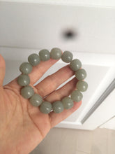 Load image into Gallery viewer, 14x13mm 100% Natural light green/gray vintage style nephrite Hetian Jade bead bracelet HF28
