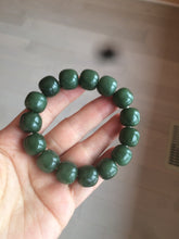 Load image into Gallery viewer, 卖了 14x13mm 100% Natural dark green/yellow/black vintage style nephrite Hetian Jade bead bracelet HF26
