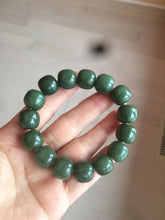 Load image into Gallery viewer, 卖了 14x13mm 100% Natural dark green/yellow/black vintage style nephrite Hetian Jade bead bracelet HF26
