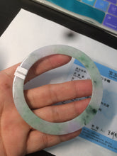 Load image into Gallery viewer, 57mm certified 100% natural Type A sunny green/purple slim flat style jadeite jade bangle AC68-4575
