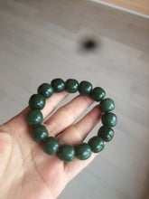 Load image into Gallery viewer, 卖了 14x13mm 100% Natural dark green/yellow/black vintage style nephrite Hetian Jade bead bracelet HF26
