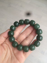 Load image into Gallery viewer, 卖了 14x13mm 100% Natural dark green/yellow/black vintage style nephrite Hetian Jade bead bracelet HF26
