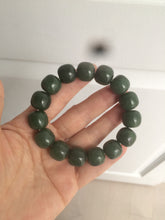Load image into Gallery viewer, 卖了 14x13mm 100% Natural dark green/yellow/black vintage style nephrite Hetian Jade bead bracelet HF26
