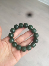 Load image into Gallery viewer, 卖了 14x13mm 100% Natural dark green/yellow/black vintage style nephrite Hetian Jade bead bracelet HF26
