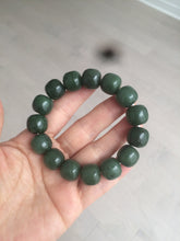 Load image into Gallery viewer, 卖了 14x13mm 100% Natural dark green/yellow/black vintage style nephrite Hetian Jade bead bracelet HF26
