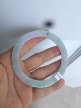 Load image into Gallery viewer, 57.5mm certified Type A 100% Natural sunny green/purple thin flat style Jadeite jade bangle AR19-4577
