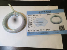 Load image into Gallery viewer, 56mm certificated Type A 100% Natural light green/purple Jadeite Jade bangle L126-9559
