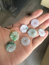Load image into Gallery viewer, Type A 100Natural light green/purple/white jadeite Jade flower Pendant necklace WP-5
