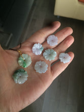 Load image into Gallery viewer, Type A 100Natural light green/purple/white jadeite Jade flower Pendant necklace WP-5
