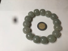 Load image into Gallery viewer, 14x13mm 100% Natural light green/gray vintage style nephrite Hetian Jade bead bracelet HF28
