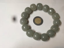 Load image into Gallery viewer, 14x13mm 100% Natural light green/gray vintage style nephrite Hetian Jade bead bracelet HF28
