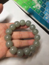 Load image into Gallery viewer, 14x13mm 100% Natural light green/gray vintage style nephrite Hetian Jade bead bracelet HF28
