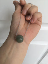 Load image into Gallery viewer, 12.7x13.6mm Type A 100% Natural dark green/blue/gray nephrite hetian Jade vintage style bead pendant necklace HT47

