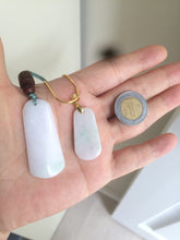 Load image into Gallery viewer, 100% natural sunny green/white jadeite jade (白底青) safe and sound couple pendant pair X84
