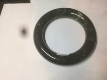 Load image into Gallery viewer, 59.5mm certified 100% Natural dark green/gray (nebula dust) chubby round cut Hetian nephrite Jade bangle HF20-0203
