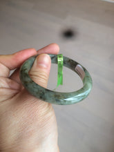 Load image into Gallery viewer, 50mm Certified Type A 100% Natural dark green/gray oval Jadeite Jade bangle AB74-7877
