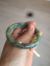 Load image into Gallery viewer, 50mm Certified Type A 100% Natural dark green/gray oval Jadeite Jade bangle AB74-7877
