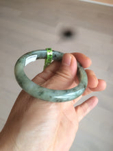 Load image into Gallery viewer, 50mm Certified Type A 100% Natural dark green/gray oval Jadeite Jade bangle AB74-7877
