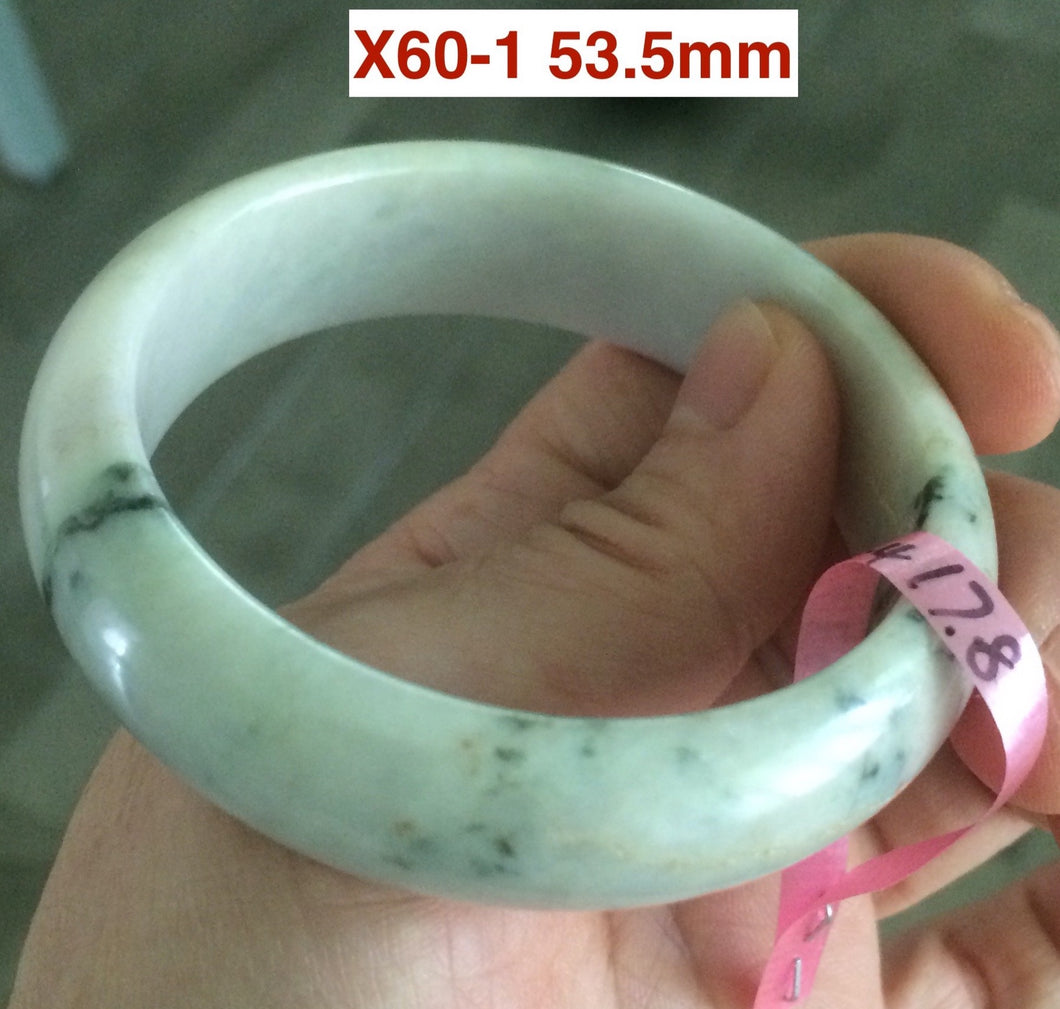 50-55mm Type A 100% Natural light green Jadeite Jade bangle group girl/small adult hand X60