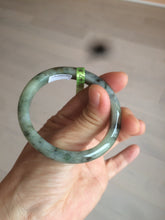 Load image into Gallery viewer, 50mm Certified Type A 100% Natural dark green/gray oval Jadeite Jade bangle AB74-7877
