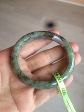 Load image into Gallery viewer, 50mm Certified Type A 100% Natural dark green/gray oval Jadeite Jade bangle AB74-7877
