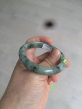 Load image into Gallery viewer, 50mm Certified Type A 100% Natural dark green/gray oval Jadeite Jade bangle AB74-7877
