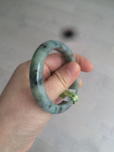 Load image into Gallery viewer, 50mm Certified Type A 100% Natural dark green/gray oval Jadeite Jade bangle AB74-7877
