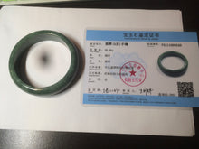 Load image into Gallery viewer, 58mm certified type A 100% Natural dark green jadeite jade bangle D93-9240
