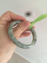 Load image into Gallery viewer, 50mm Certified Type A 100% Natural dark green/gray oval Jadeite Jade bangle AB74-7877
