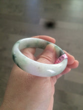 Load image into Gallery viewer, 52mm type A 100% Natural sunny green/white/light purple oval jadeite jade bangle B6
