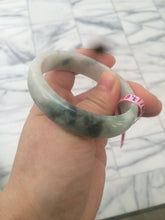 Load image into Gallery viewer, 52mm type A 100% Natural sunny green/white/light purple oval jadeite jade bangle B6
