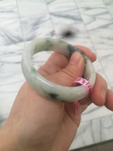 Load image into Gallery viewer, 52mm type A 100% Natural sunny green/white/light purple oval jadeite jade bangle B6
