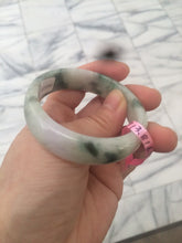 Load image into Gallery viewer, 52mm type A 100% Natural sunny green/white/light purple oval jadeite jade bangle B6
